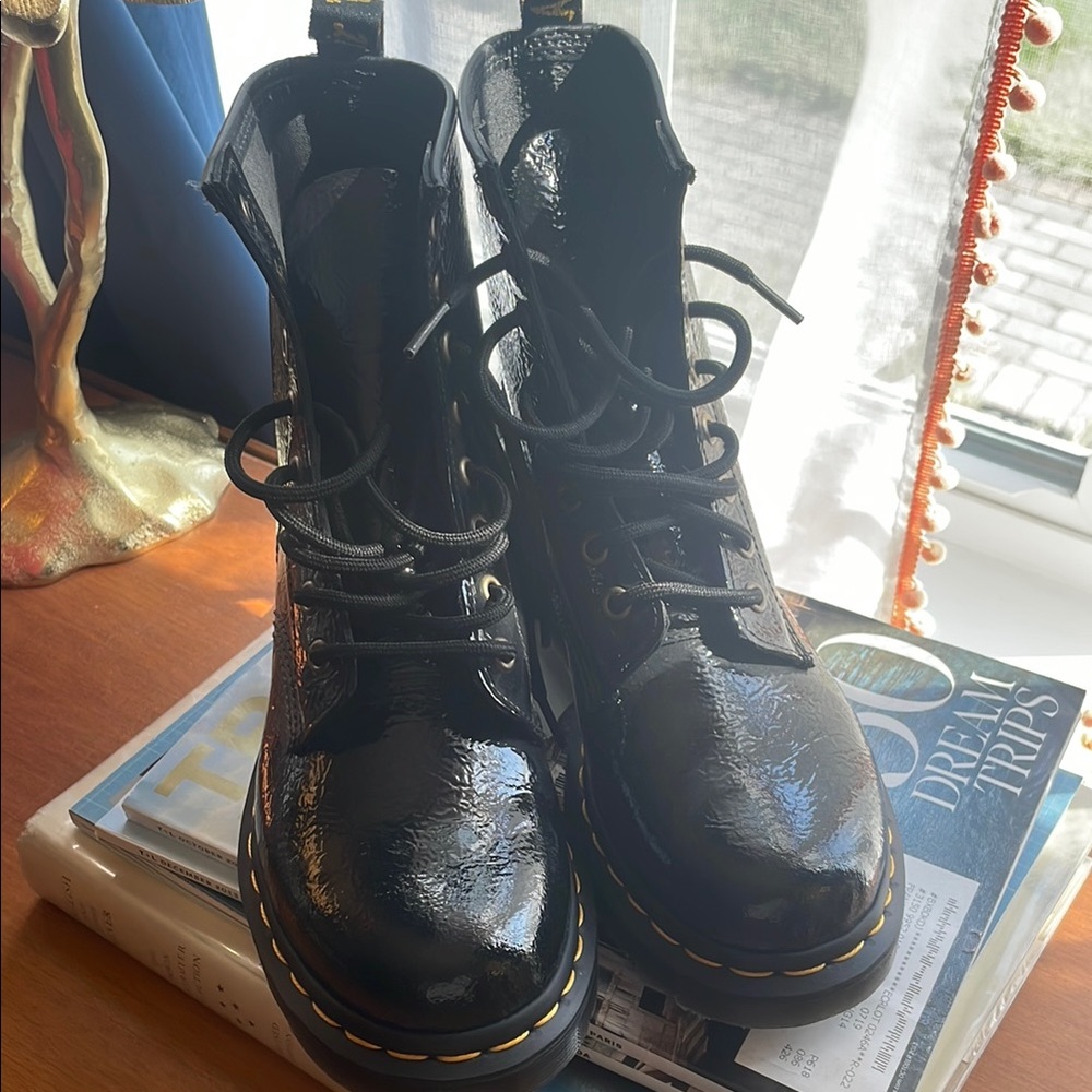 Black Patent Leather Women's Boots